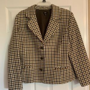 Womens Brown Houndstooth Jacket
